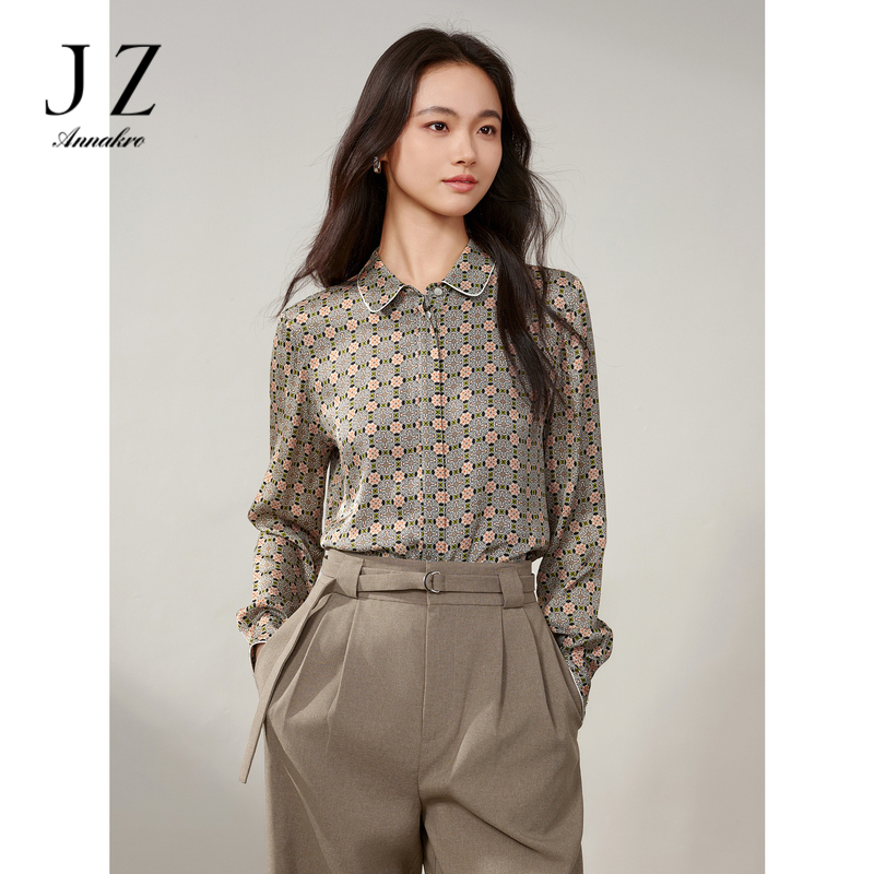 13181906.商场同款JZ玖姿新中式风复古时髦衬衫女春秋季新款JWDQ60126