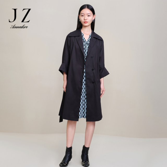 13187293.商场同款JZ玖姿经典收腰风衣女装春季新款雅致风衣JWDC41201