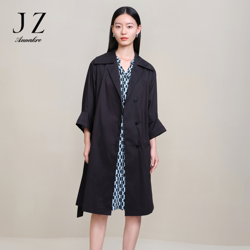 13187293.商场同款JZ玖姿经典收腰风衣女装春季新款雅致风衣JWDC41201