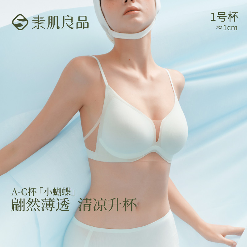 13188027.【小蝴蝶】清凉聚拢升杯文胸侧收副乳网纱拼接内衣美背女士胸罩