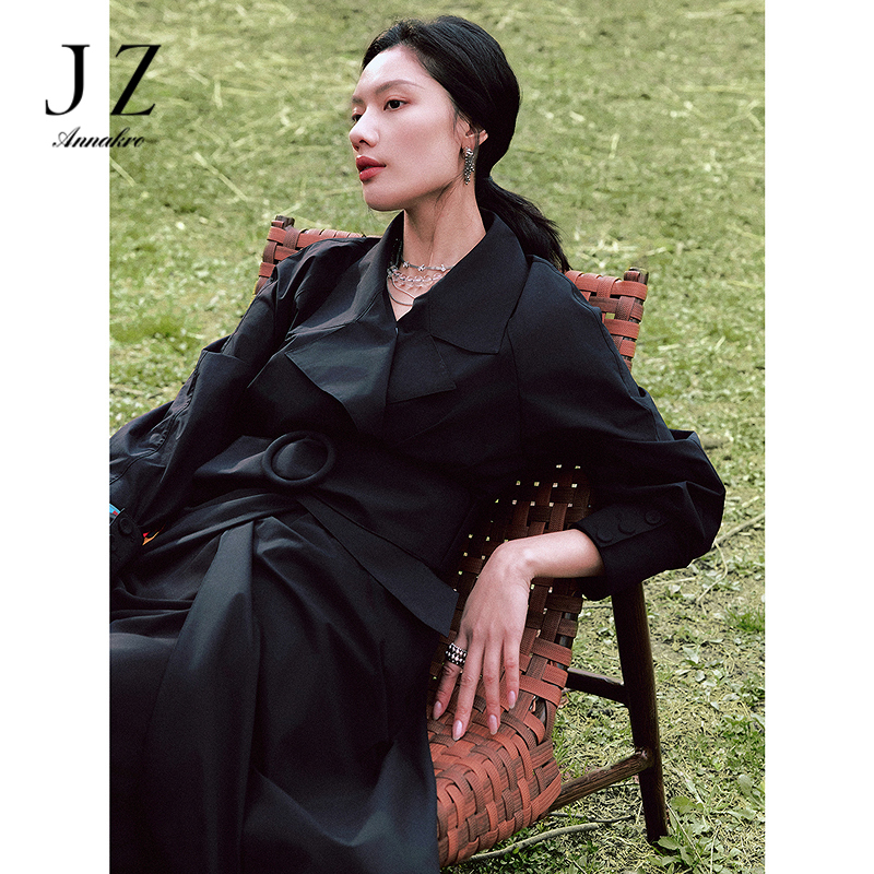 13187210.商场同款JZ玖姿高智感立体廓形收腰风衣女春季新款JWEC41105