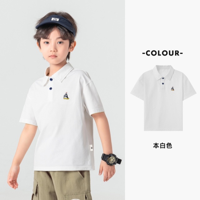 13311674.【小帆船刺绣】儿童POLO衫夏季冰感透气弹力运动T恤男童休闲短袖