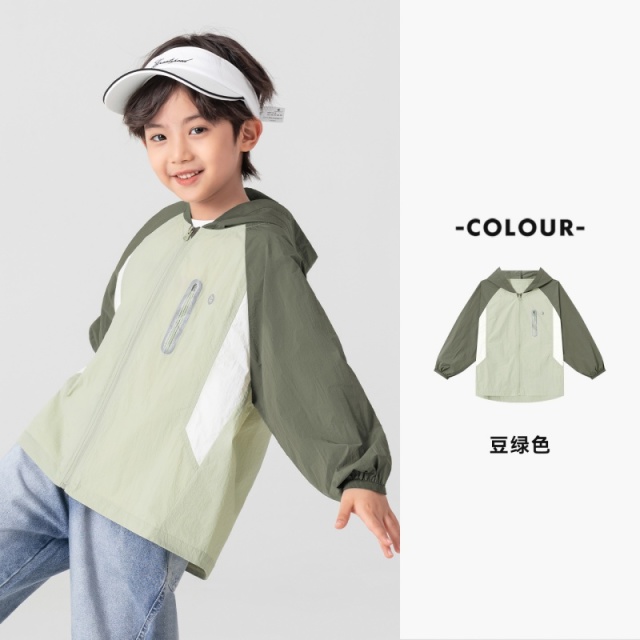 13311670.【清新撞色】男童防晒服夏季轻量户外风休闲运动儿童遮阳薄款外套
