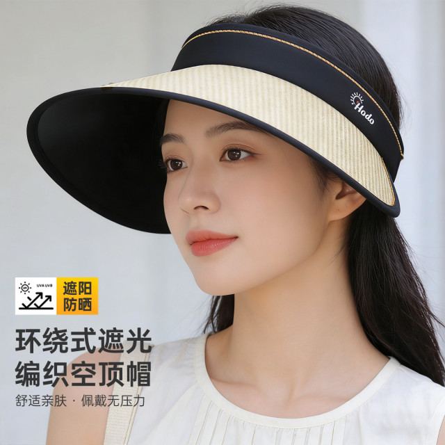 13210492.【防紫外线】空顶遮阳帽女士夏季户外防晒编织帽