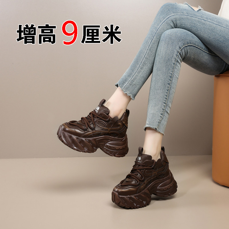 13211196.【复古做旧】内增高老爹鞋女鞋春秋季厚底运动休闲女鞋