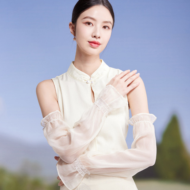 13244426.【100%桑蚕丝】遮阳防护袖套女士户外轻薄透气真丝冰袖防晒袖
