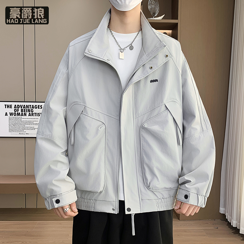 13221314.帅气青少年宽松潮牌工装夹克春季男士休闲韩版潮流春秋男装上衣服