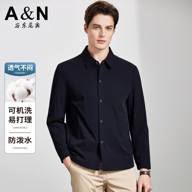 13218488.【微皱肌理面料】春秋轻户外易打理夹克男经典翻领薄款上衣外套