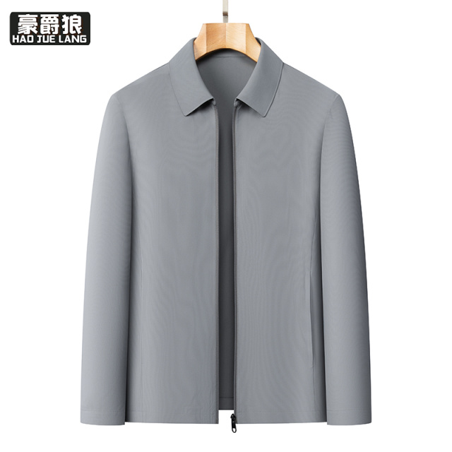 13221368.春夏薄款防晒夹克中年男装翻领行政商务休闲通勤外套