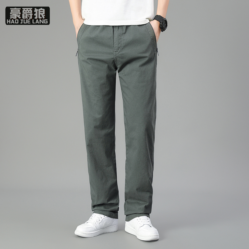 13217026.春夏新款男士休闲裤纯棉工装裤宽松大码直筒美式机能阔腿长裤显高