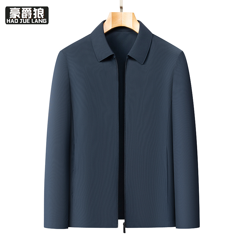 13221368.春夏薄款防晒夹克中年男装翻领行政商务休闲通勤外套