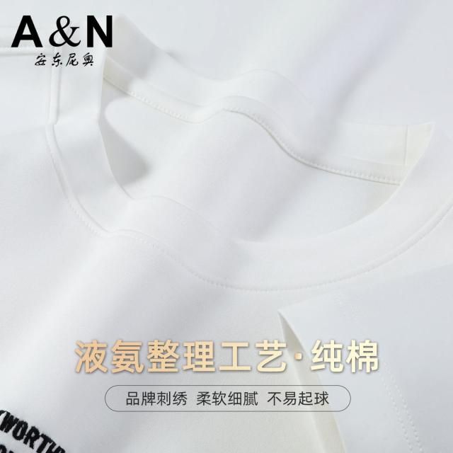 13217884.【100%长绒棉】春季亲肤舒适圆领卫衣男品牌刺绣男士长袖T恤