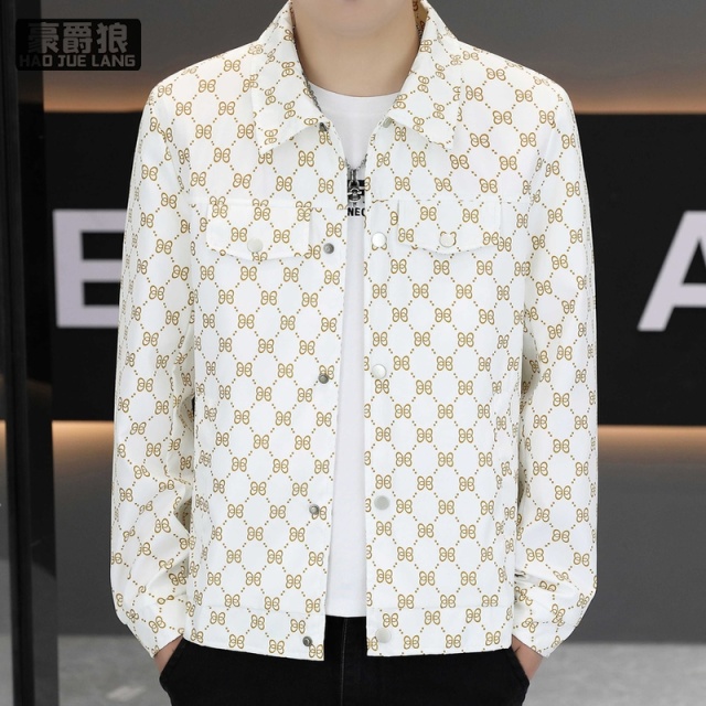 13217035.新款男士夹克痞帅气休闲百搭褂子潮牌时尚青年立领上衣春秋外套男