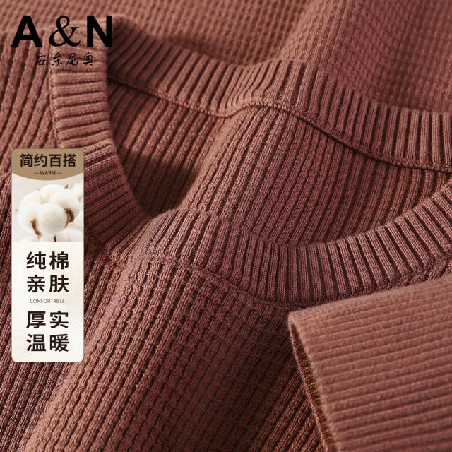 13218528.【100%长绒棉】春秋加厚圆领男士毛衣简约百搭保暖长袖针织衫