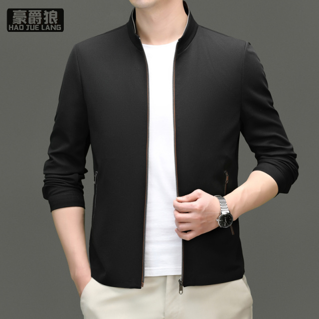 13221347.春夏季夹克男士商务休闲防晒透气柔顺免烫抗皱华夫格立领外套上衣