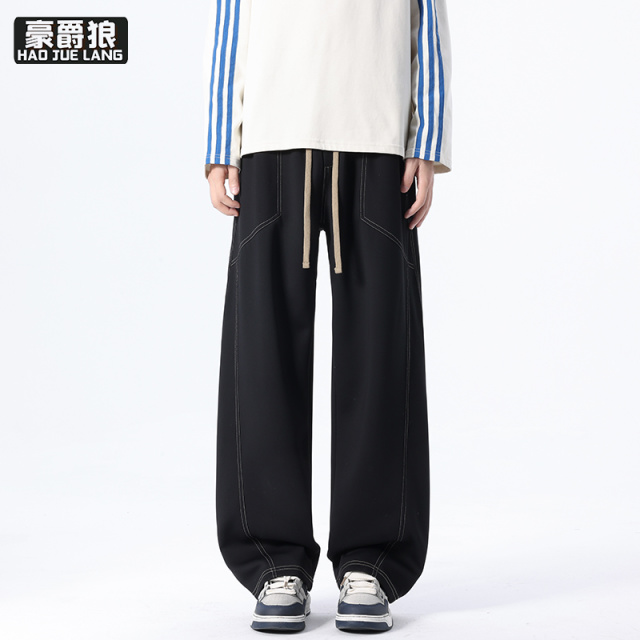 13221353.春秋季美式复古休闲裤男款潮牌宽松百搭青少年直筒长裤子