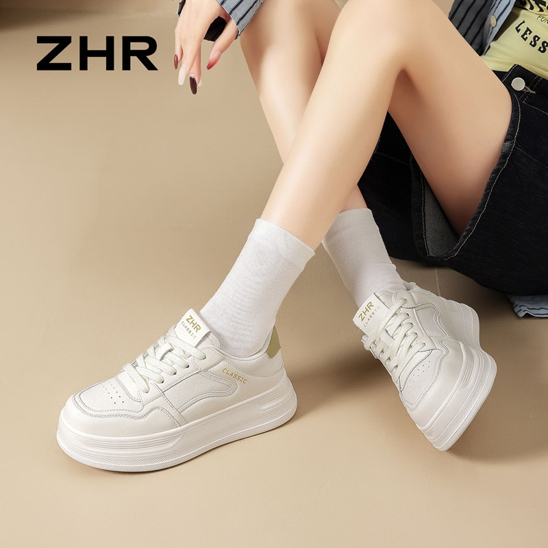 13223032.【ZHR则则】厚底小白鞋圆头系带厚底女鞋[PU]