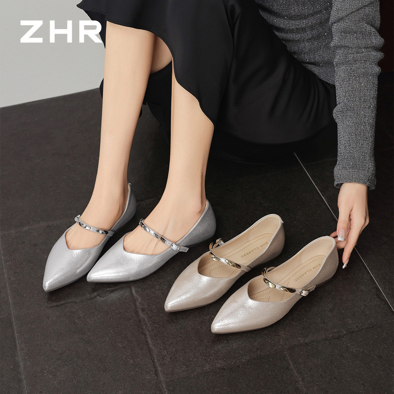 13844596.【ZHR则则】平底玛丽珍鞋尖头套脚平底女鞋[格利特]