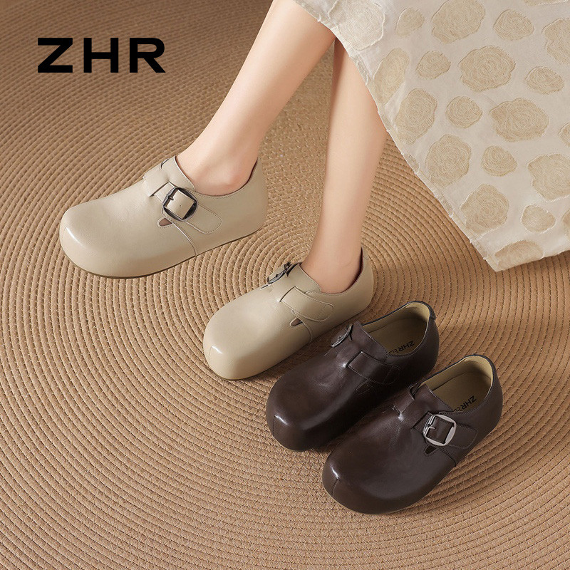 13222963.【ZHR则则】勃肯鞋圆头魔术贴厚底女鞋[PU]