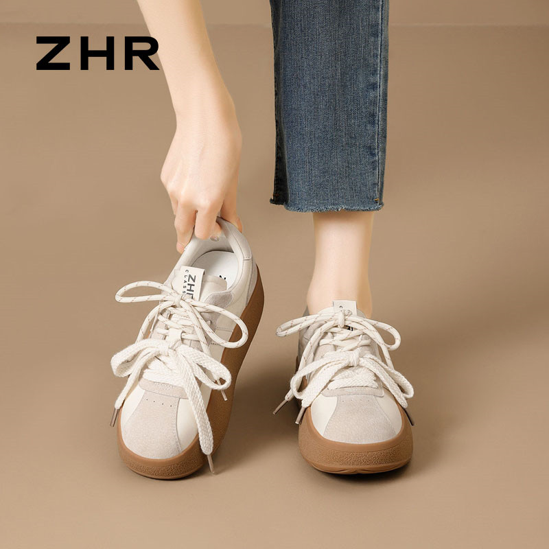 13223057.【ZHR则则】德训鞋圆头系带厚底女鞋[猪巴戈（二层猪皮）+雨伞布+PU]