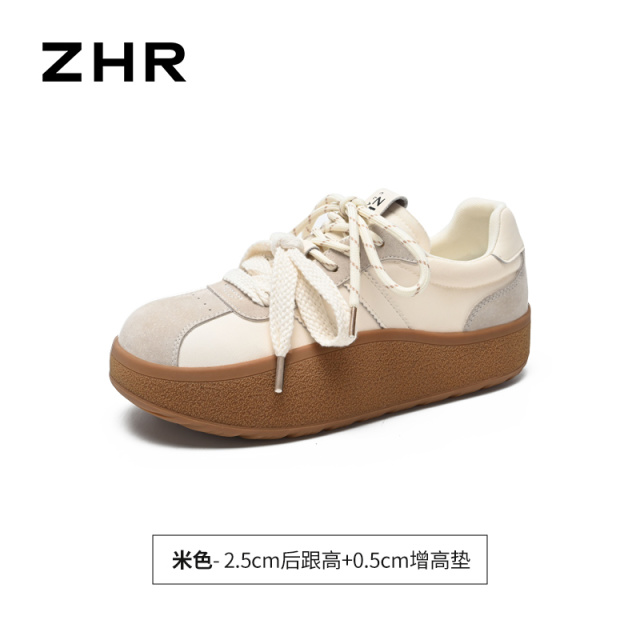 13223057.【ZHR则则】德训鞋圆头系带厚底女鞋[猪巴戈（二层猪皮）+雨伞布+PU]