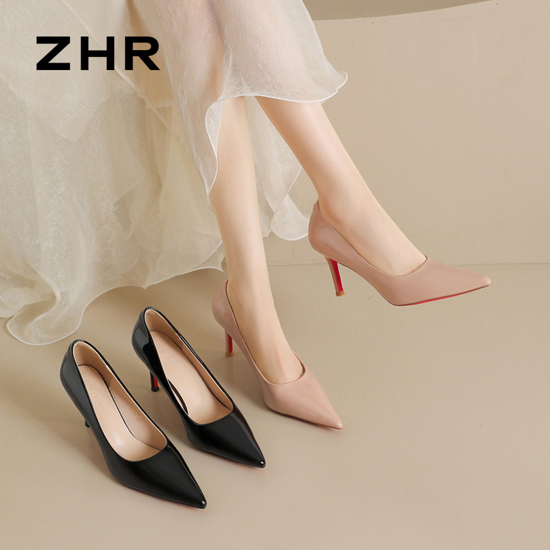 13223418.【ZHR则则】高跟鞋尖头套脚细跟女鞋[镜面PU]