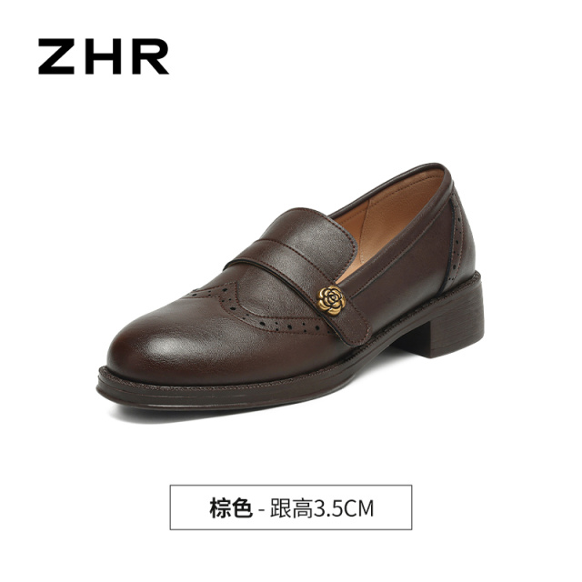 13223008.【ZHR则则】平底乐福鞋圆头套脚厚底女鞋[PU]