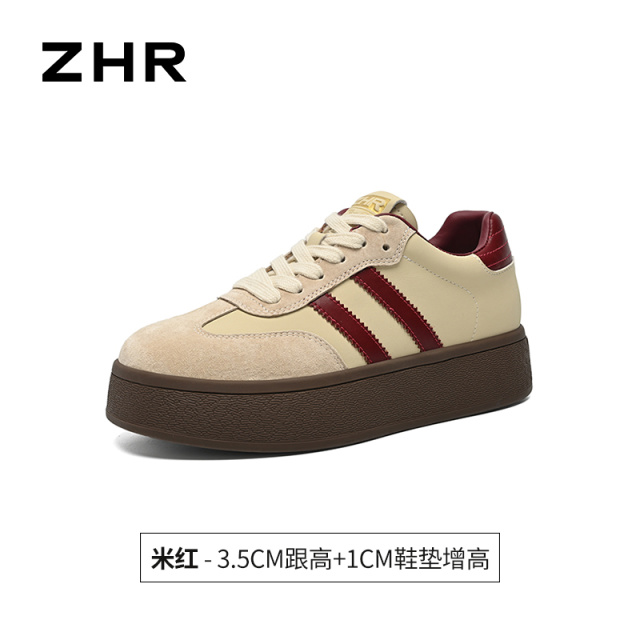 13835540.【ZHR则则】德训鞋圆头系带厚底女鞋[头层猪皮+超纤]