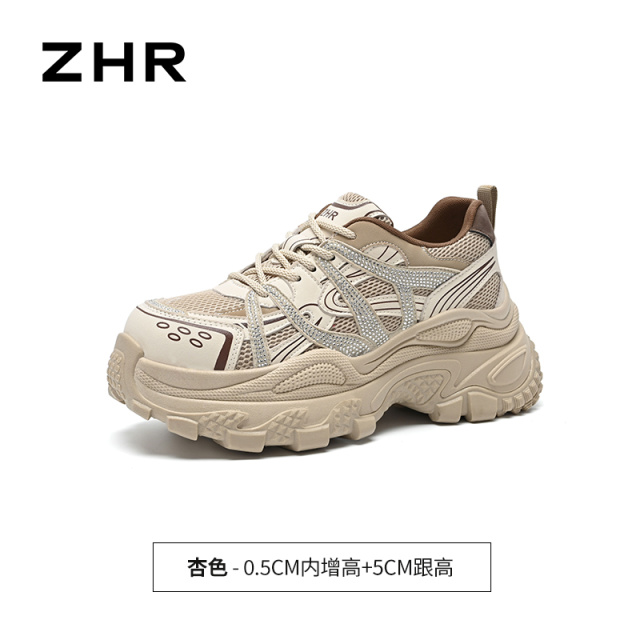 13223411.【ZHR则则】老爹鞋圆头系带厚底女鞋[网布+PU]
