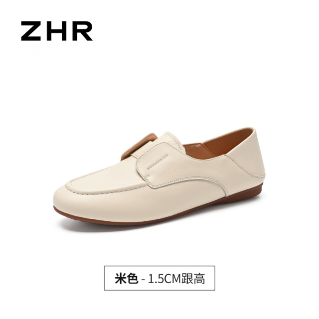 13693467.【ZHR则则】深口单鞋圆头套脚平底女鞋[头层牛皮]