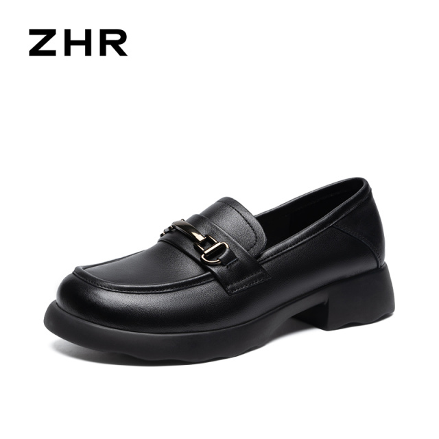 13222966.【ZHR则则】妈妈单鞋圆头套脚厚底女鞋[头层牛皮]