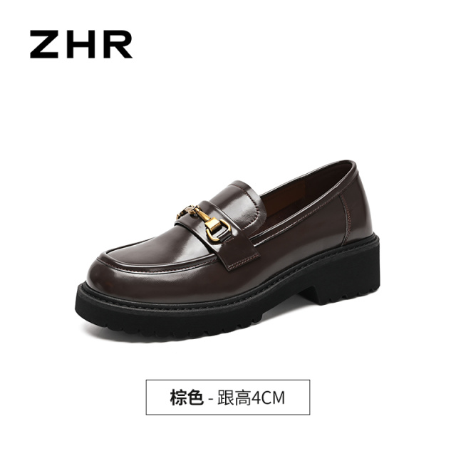 13223399.【ZHR则则】厚底乐福鞋圆头套脚厚底女鞋[镜面PU]