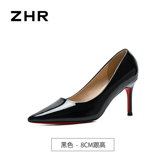 13223418.【ZHR则则】高跟鞋尖头套脚细跟女鞋[镜面PU]