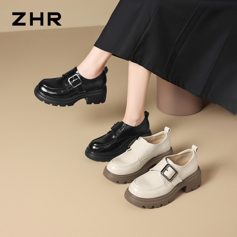 13223045.【ZHR则则】深口单鞋圆头魔术贴厚底女鞋[PU]