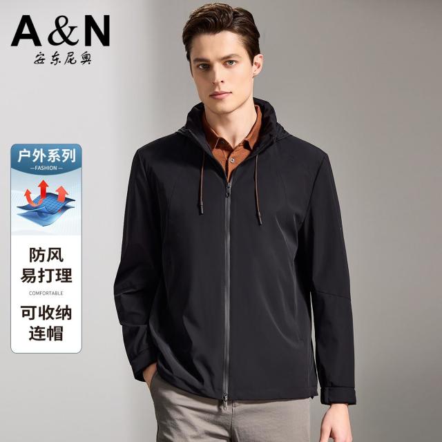 13226318.【可收纳连帽】26早春户外防风休闲夹克男青年舒适易打理外套