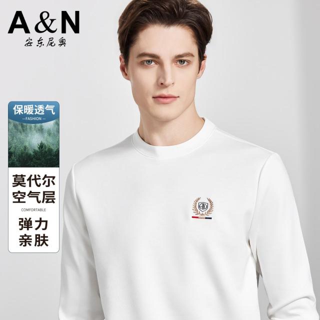 13226328.【莫代尔空气层】26春保暖舒适卫衣男圆领百搭刺绣长袖t恤衫