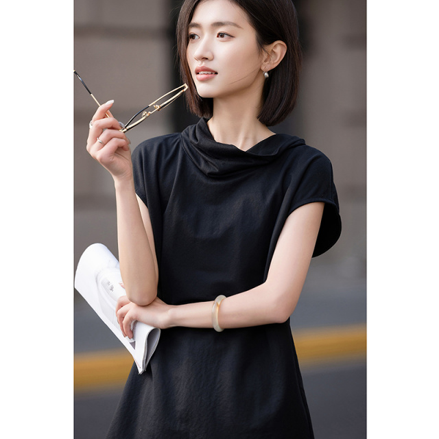 13233464.【舒适主义】夏季名媛风荡领连肩短袖蕾丝拼接显瘦t恤女高级感