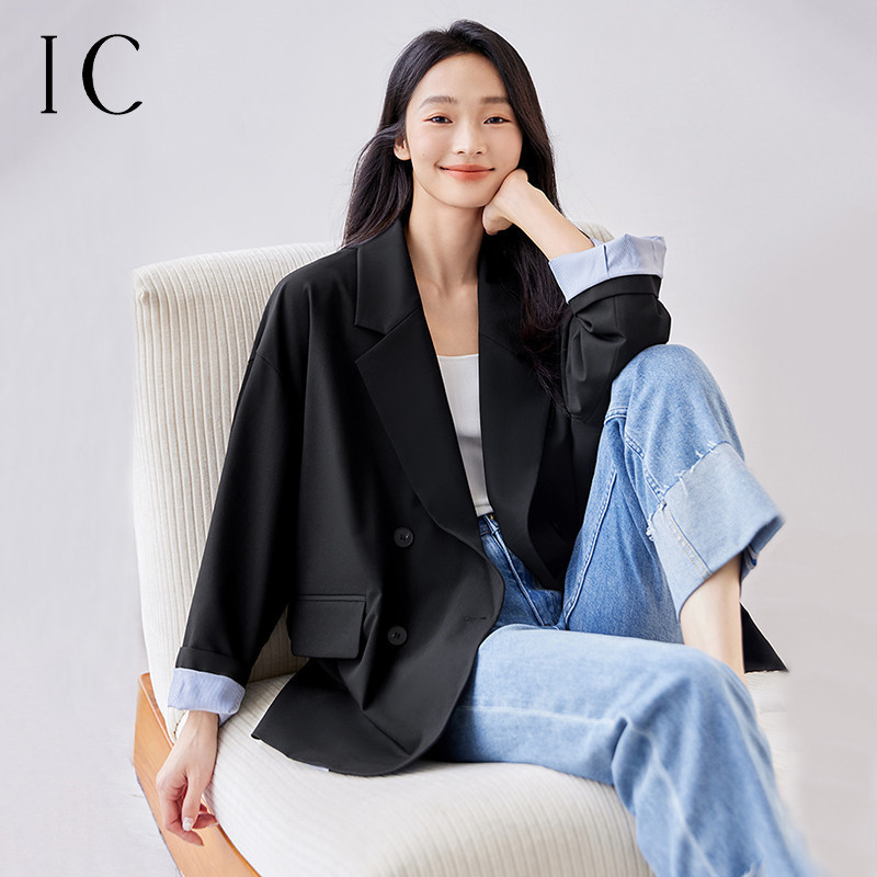 13232331.简约不规则设计开衩西服2025新款秋冬百搭休闲气质通勤女上衣