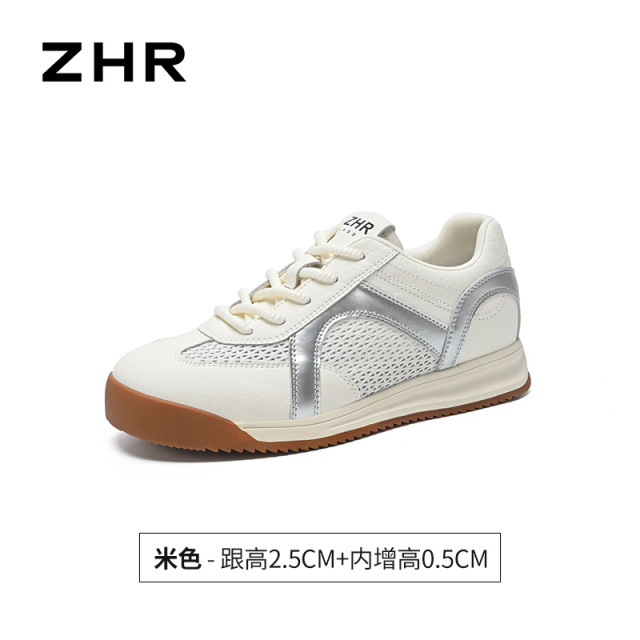 13535522.【ZHR则则】德训鞋圆头系带网面厚底女鞋[超纤+网布]