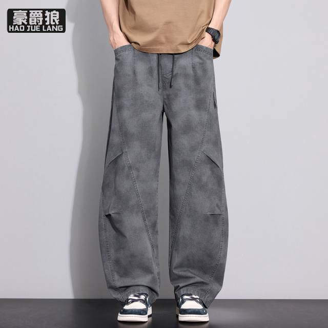 13233940.纯棉弯刀休闲裤男生春季新款宽松阔腿工装裤冲锋运动伞兵裤子潮牌