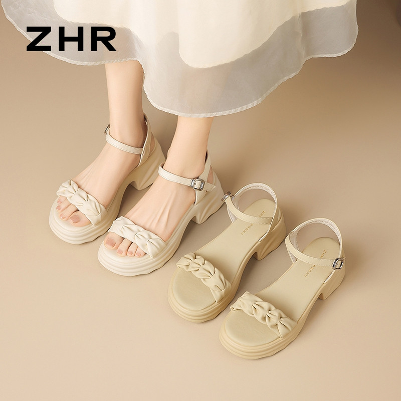 13241302.【ZHR则则】厚底凉鞋露趾搭扣厚底女鞋[PU]