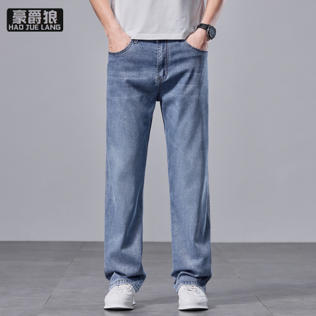 13233981.天丝直筒牛仔裤男春秋新款宽松轻商务休闲夏季薄款男式长裤