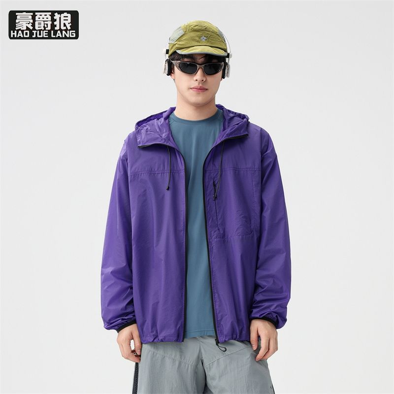 13233904.美式复古连帽防晒衣外套男女新款宽松防晒服夏季薄外套