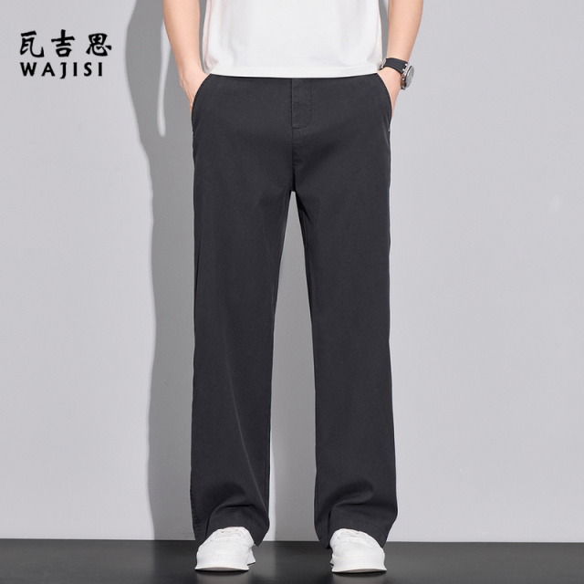 13234001.天丝阔腿休闲裤男士春季新款宽松直筒窄版美式潮牌工装长裤子