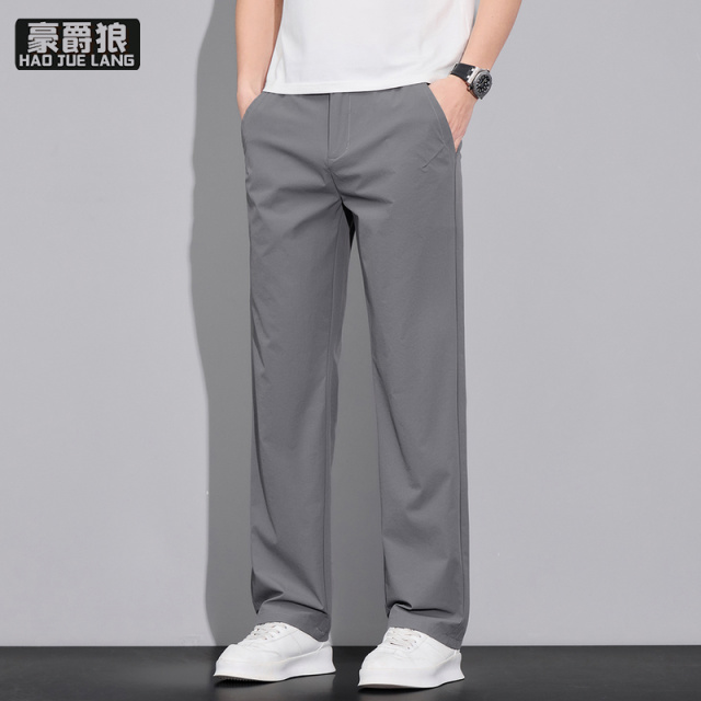 13233914.男士休闲裤夏季薄款冰丝速干透气宽松西裤潮流新款直筒男裤子