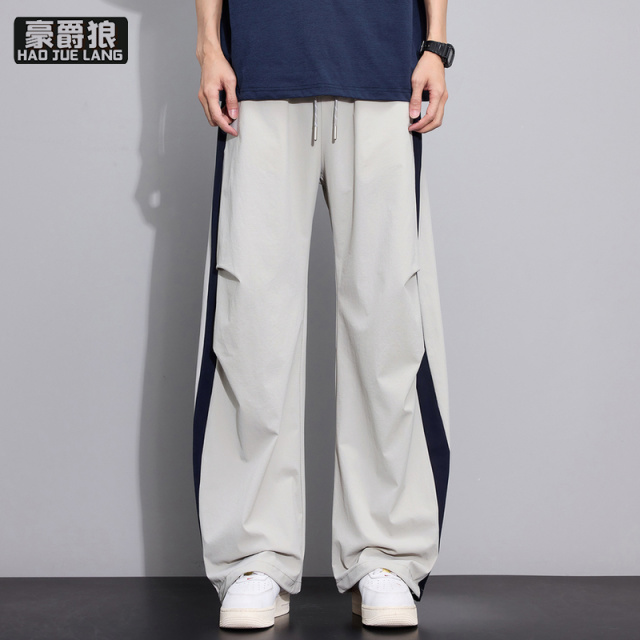 13233907.冰丝弯刀休闲裤子男士宽松直筒夏季薄款速干青少年男生伞兵工装裤