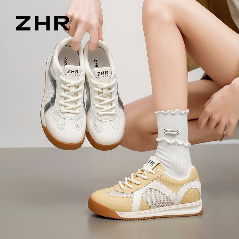 13535522.【ZHR则则】德训鞋圆头系带网面厚底女鞋[超纤+网布]