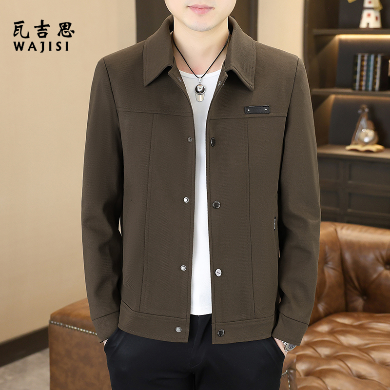13234000.春秋季新款翻领夹克男士商务休闲高端中青年百搭茄克衫外套