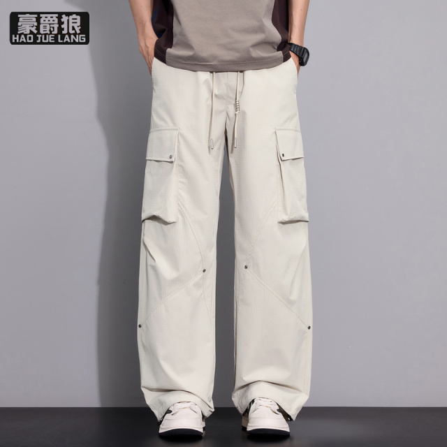 13233911.美式工装裤男士春季新款潮牌运动耐磨长裤宽松直筒休闲裤春夏
