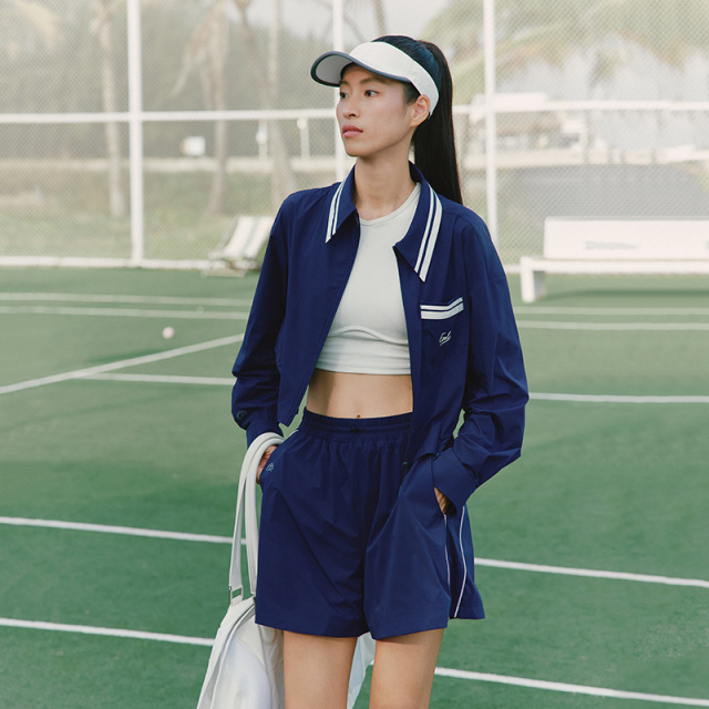 13240024.艾莱依时尚运动截短式抽绳防晒衬衫外套女遮热凉感防晒衣女